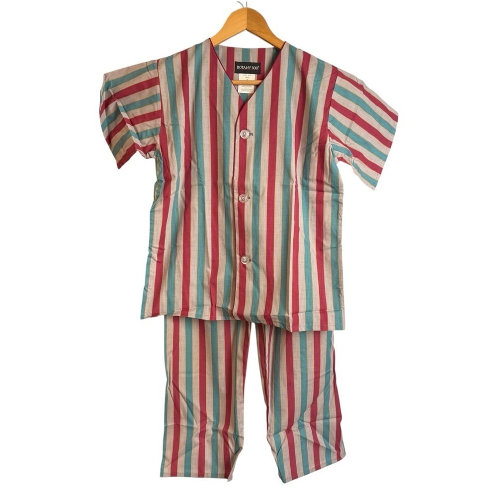 Botany 500 Boy 2 Piece Pajama Set Size 16 Short Sleeve Pants Striped Deadstock